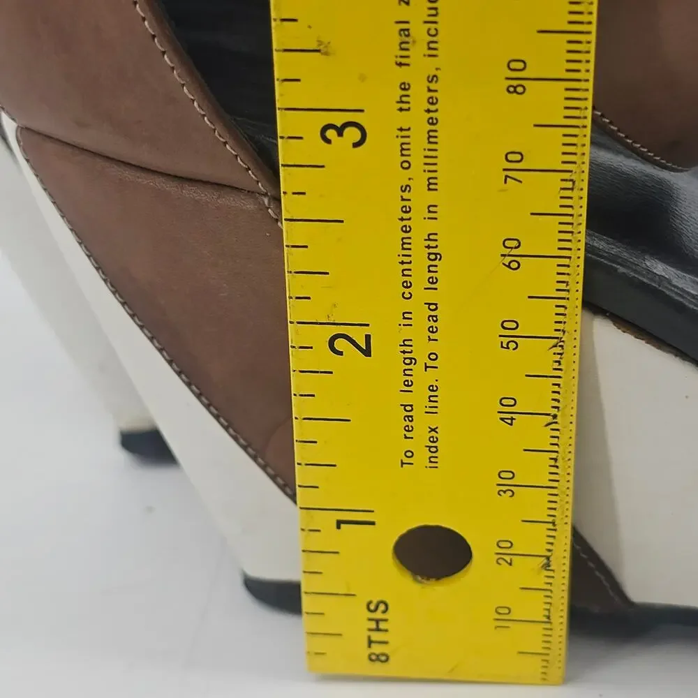 Pierre Hardy Leather Colorblock Wedge Sandal Shoe Brown White Black EU 40 US 9.5